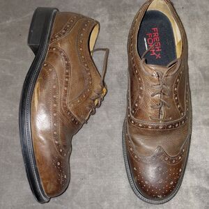 Rockport Oxfords Wingtips Shoes Mens 13W Tan Brown Almond Toe Leather Lace Up